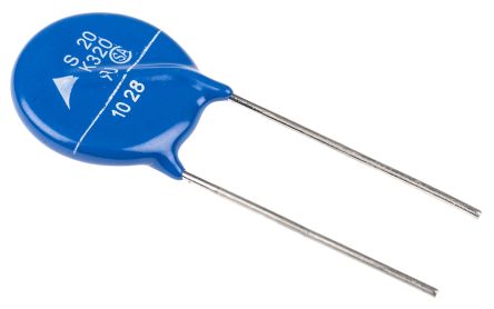 EPCOS Metalloxid-Varistor, 540pF, 510V, 320V, 184J, Metall / 100A, 8000A Max., Mm, Ø 21.5mm, 5.8mm
