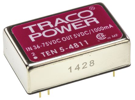 TRACOPOWER TEN 5 DC/DC-Wandler 6W 48 V Dc IN, 5V Dc OUT / 1A 1.5kV Dc Isoliert