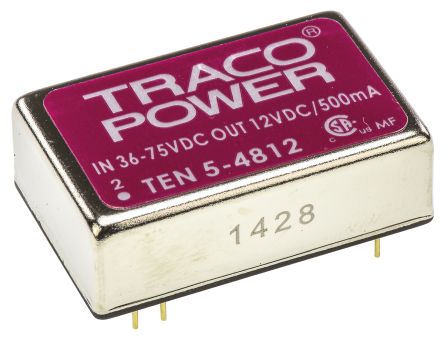 TRACOPOWER TEN 5 DC/DC-Wandler 6W 48 V Dc IN, 12V Dc OUT / 500mA 1.5kV Dc Isoliert