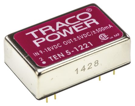 TRACOPOWER TEN 5 DC/DC-Wandler 6W 12 V Dc IN, ±5V Dc OUT / ±500mA 1.5kV Dc Isoliert