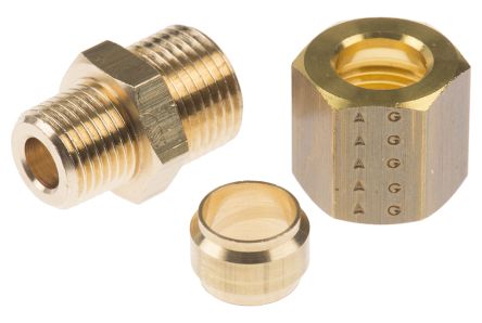Legris Brass Pipe Fitting, 90° Compression Elbow, Male R 1/8in to