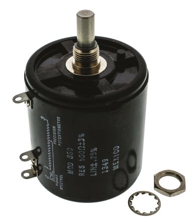 Vishay 860, Tafelmontage 10-Gang Dreh Potentiometer 500Ω ±1% / 8W, Schaft-Ø 6,35 Mm