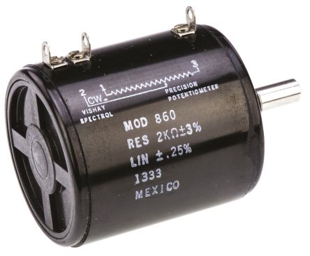 Vishay 860, Tafelmontage 10-Gang Dreh Potentiometer 2kΩ ±1% / 8W, Schaft-Ø 6,35 Mm
