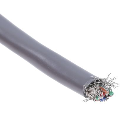 Alpha Wire Alpha Essentials Control Cable, 10 Cores, 0.09 Mm², Military, Screened, 30m, Grey PVC Sheath, 28 AWG