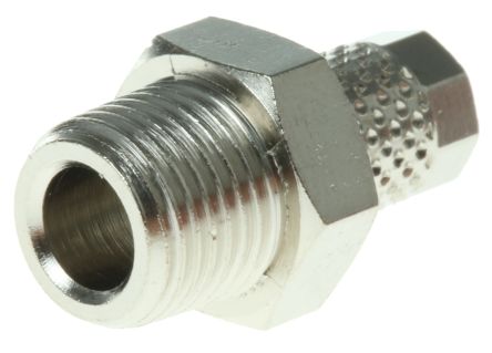 RS PRO Straight Threaded Adaptor, R 1/8 Male To Push In 4 Mm, Threaded-to-Tube Connection Style