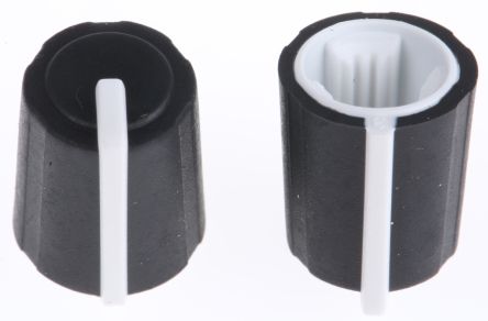 Sifam 11.5mm Black Potentiometer Knob For 6mm Shaft Splined, 3/03/TP110-006/237/224