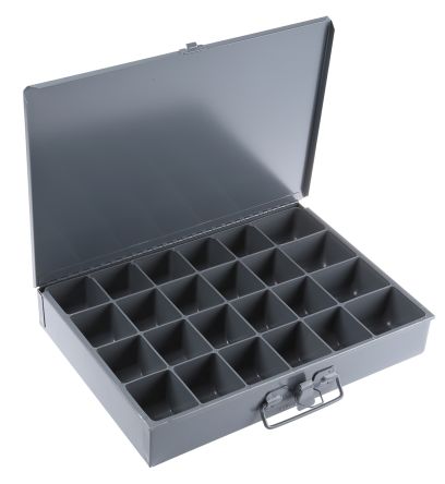 Durham 零件收纳盒, 24储物格, 339mm x 50mm x 234mm, 钢, 灰色