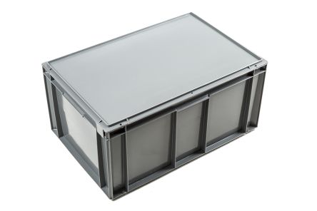 Schoeller Allibert 54L Grey Plastic Large Storage Box, 291mm X 400mm X 600mm