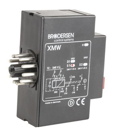 Brodersen Systems Relais Temporisé XMW-S1, 10.5 → 265V C.a. / V C.c., Enfichable, 1 Contact