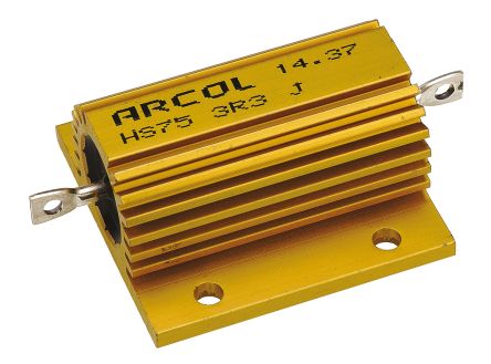 Arcol Resistencia De Montaje En Panel, 3.3Ω ±5% 75W, Con Carcasa De Aluminio, Axial, Bobinado