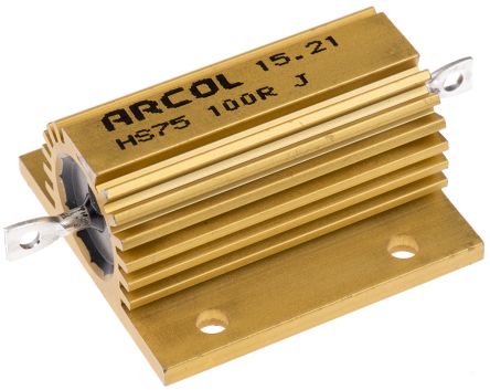 Arcol HS75 Wickel Lastwiderstand 100Ω ±5% / 75W, Alu Gehäuse Axialanschluss