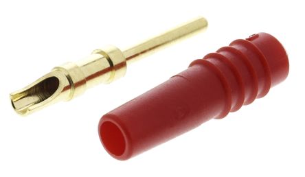 Staubli Stäubli 1mm Bananenstecker Rot, Kontakt Vergoldet, 30 V, 60V Dc / 6A, Lötanschluss