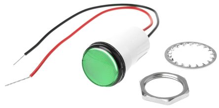Dialight LED Schalttafel-Anzeigelampe Grün 24V Dc, Montage-Ø 17.5mm, Leiter