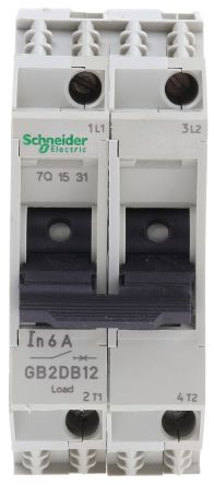 Schneider Electric Thermal Circuit Breaker - GB2 2 Pole 277V Ac Voltage Rating DIN Rail Mount, 6A Current Rating