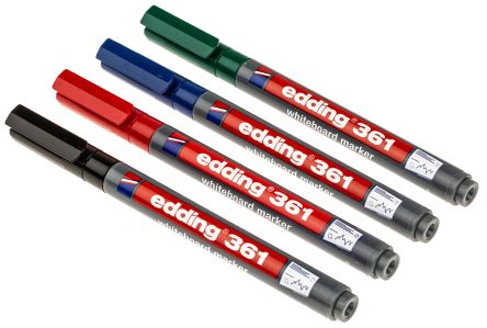 Edding Whiteboard-Marker Rund, 4 Stk., Schwarz, Blau, Grün, Rot, 1 Mm
