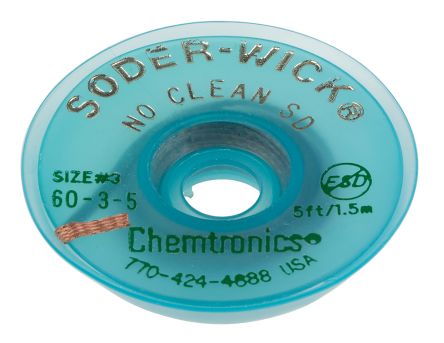 Chemtronics Soder-Wick Entlötlitze No Clean, 2mm X 1.5m