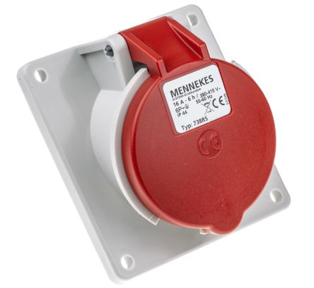 MENNEKES Leistungssteckverbinder Buchse Rot 7P, 400 V / 16A, Tafelmontage IP44