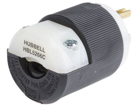 Hubbell Netzstecker Kabel, 2P+E, NEMA 6 - 20P, 125 V / 15A Schwarz, Für USA