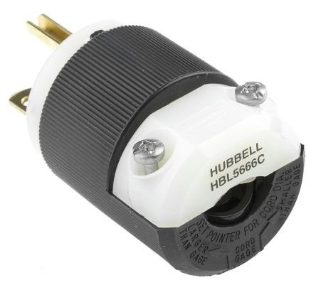Hubbell USA Mains Plug NEMA 6 - 15P, 15A, Cable Mount, 250 V