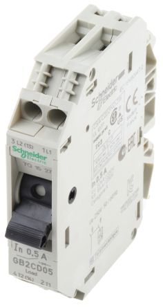 Schneider Electric GB2 Thermischer Überlastschalter / Thermischer Geräteschutzschalter, 1-polig + N-polig, 500mA,