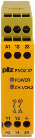 Pilz PNOZ X7 Sicherheitsrelais, 230V Ac, 1-Kanal, 2 Sicherheitskontakte Sicherheitsschalter/Verriegelung, 2 ISO