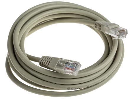 Decelect Ethernetkabel Cat.5e, 3m, Grau Patchkabel, A RJ45 U/UTP Stecker, B RJ45, PVC