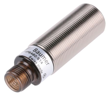 Baumer FZAM 18P Zylindrisch Optischer Sensor, Diffus, Bereich 60 Mm → 430 Mm, PNP Ausgang, 4-poliger