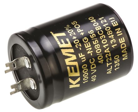 KEMET ALT22 Lötöse Aluminium-Elektrolyt Kondensator 10000μF ±20% / 40V Dc, Ø 35mm X 45mm X 45mm, +85°C