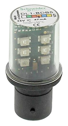 Schneider Electric LED-Lampe 24 V Ac/dc, BA15d Sockel Gelb, Leuchte, LED
