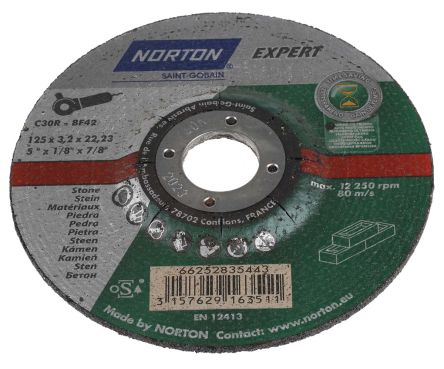 Norton Cutting Disc Silicon Carbide Cutting Disc, 125mm X 3.2mm Thick, P30 Grit, Expert, 5 In Pack