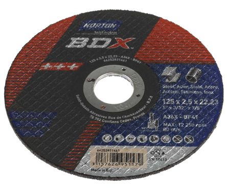 Norton Disque Abrasif BDX Cutting Disc, P36, Ø 125mm, Par 5