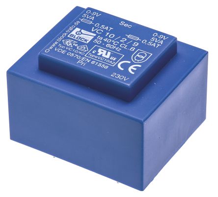 Block Transformateur Pour Circuit Imprimé, 9V C.a., 230V C.a., 10VA, 2 Sorties