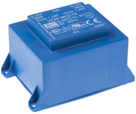 Block Transformateur Pour Circuit Imprimé, 12V C.a., 230V C.a., 36VA, 2 Sorties