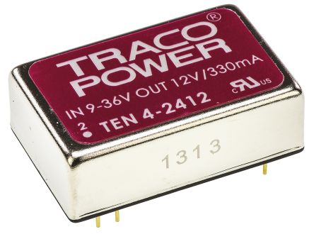 TRACOPOWER TEN 4 DC/DC-Wandler 4W 24 V Dc IN, 12V Dc OUT / 330mA 1.5kV Dc Isoliert