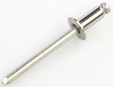 POP Blind Niet, Ø 4.8mm X 10.8mm, Silber, Edelstahl, 5mm Aus Edelstahl, Min. 3.2mm, Max. 6.4mm