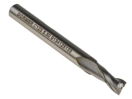 Dormer 键槽铣刀, HSS-E-PM制, 直柄, 5.5mm刀头直径, 2刃, 57 mm总长