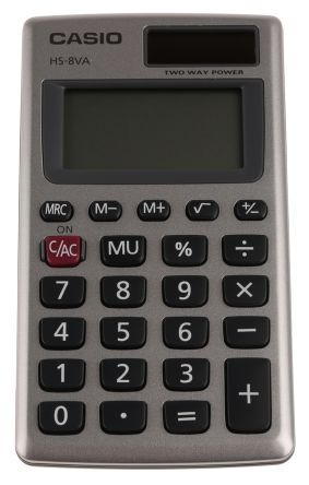Casio Taschenrechner, Taschenformat, 8 Zeichen/Stelle Pro Linie, Batterie- Und Solar-Betrieb, 1 Anzeigezeile/n, 138.9g