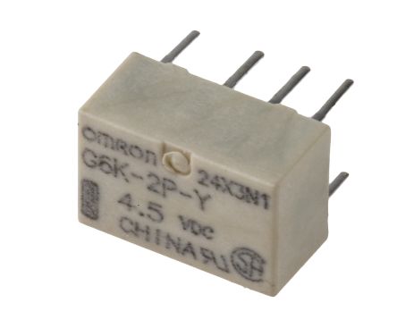 Omron PCB Mount Signal Relay, 4.5V Dc Coil, 1A Switching Current, DPDT