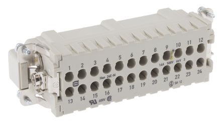 HARTING Han E Leistungssteckverbinder, Stecker Gerade, 24 Kontakte 2-reihig, 500 V / 16A