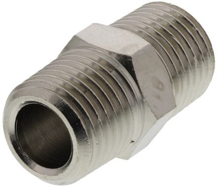 Legris LF3000 Series Straight Threaded Adaptor, R 1/4 Male To R 1/4 Male, Threaded Connection Style
