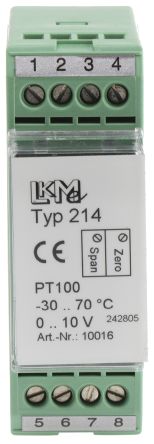 LKMelectronic Temperatur-Messumformer 15 → 35 V, -30°C → +70°C Für PT100