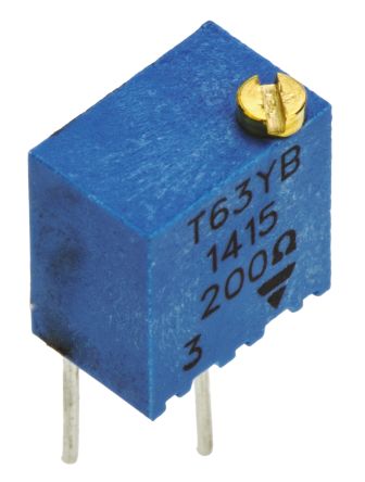 Vishay T63 14-Gang THT Trimmer-Potentiometer, Einstellung Von Oben, 200Ω, ±10%, 0.25W, Pin, L. 6.8mm