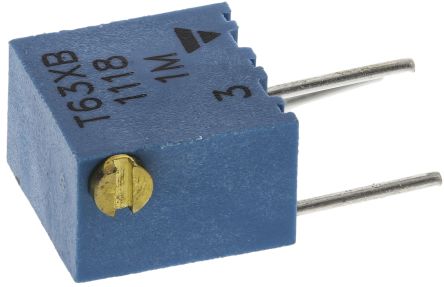 Vishay T63 14-Gang THT Trimmer-Potentiometer, Seitliche Einstellung, 1MΩ, ±10%, 0.06W, Pin, L. 7.5mm