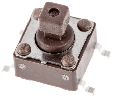 APEM Brown Button Tactile Switch, SPST 50 MA @ 12 V Dc 4mm