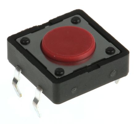 APEM Red Button Tactile Switch, SPST 50 MA @ 12 V Dc 0mm