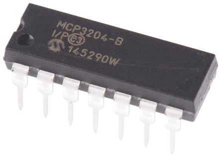 Microchip 12-Bit ADC MCP3204-BI/P Quad, 100ksps PDIP, 14-Pin