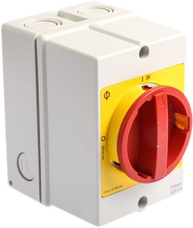 Kraus & Naimer 4P Pole Isolator Switch - 32A Maximum Current, 11kW Power Rating, IP66, IP67
