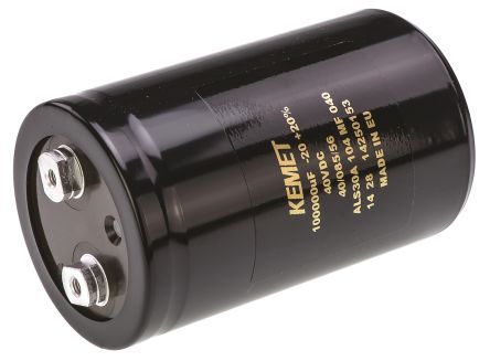 KEMET ALS30, Schraub Aluminium-Elektrolyt Kondensator 0.1F ±20% / 40V Dc, Ø 66mm X 105mm X 105mm, +85°C