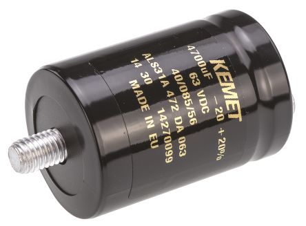 KEMET ALS31, Schraub Aluminium-Elektrolyt Kondensator 4700μF ±20% / 63V Dc, Ø 36mm X 52mm X 52mm, +85°C