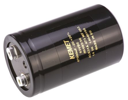 KEMET ALS31, Schraub Aluminium-Elektrolyt Kondensator 47000μF ±20% / 63V Dc, Ø 66mm X 105mm X 105mm, +85°C
